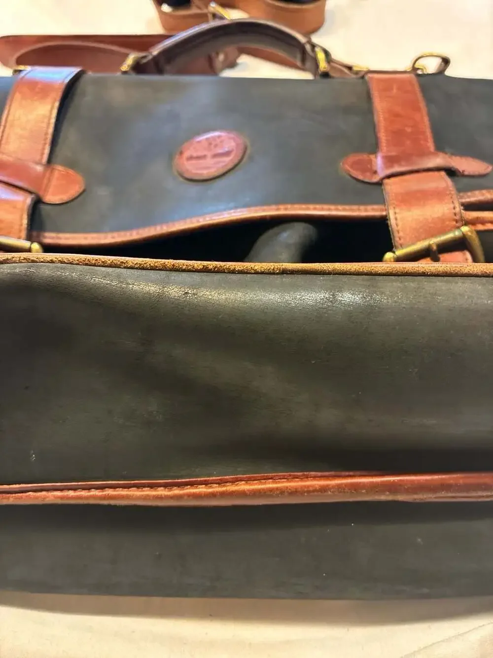 Vintage Timberland Leather Messenger Briefcase Bag